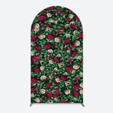 Aperturee - Aperturee Green Leaves Red Rose Wedding Party Arch Backdrop